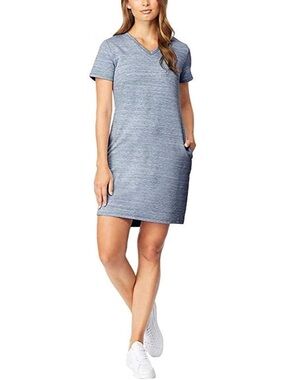32 Degrees COOL Heathered Blue V-Neck T-Shirt Dress - Medium